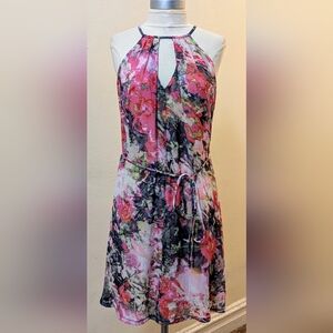 Maggy London Pink and Orange Halter Floral Sundress